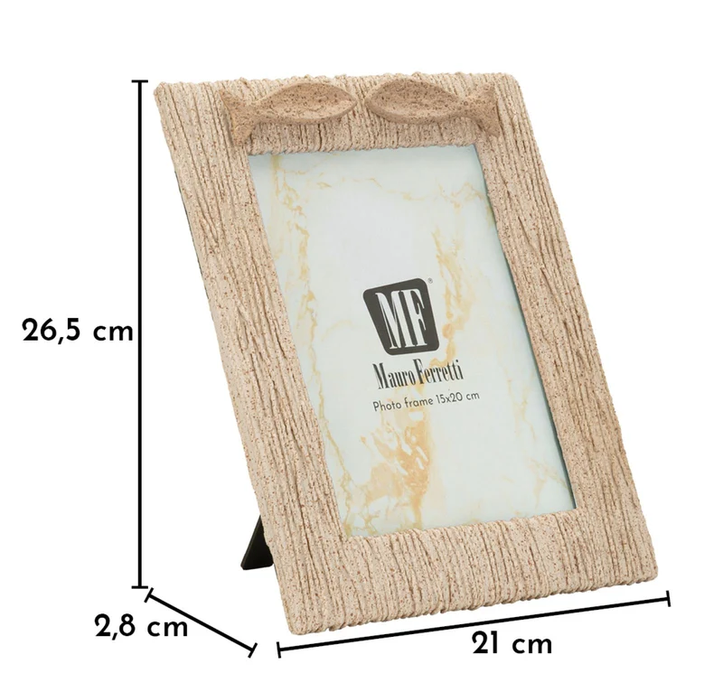 Cornice Sand 21x2,8x26,5 cm in Resina e Vetro Beige