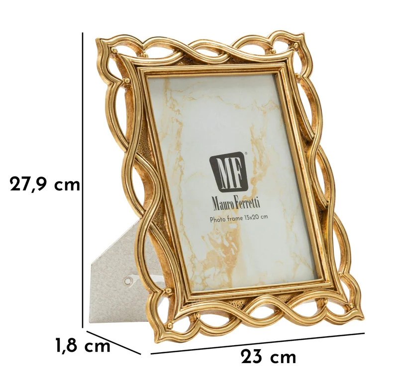 Cornice Wave 23x1,8x27,9 cm in Resina e Vetro Oro