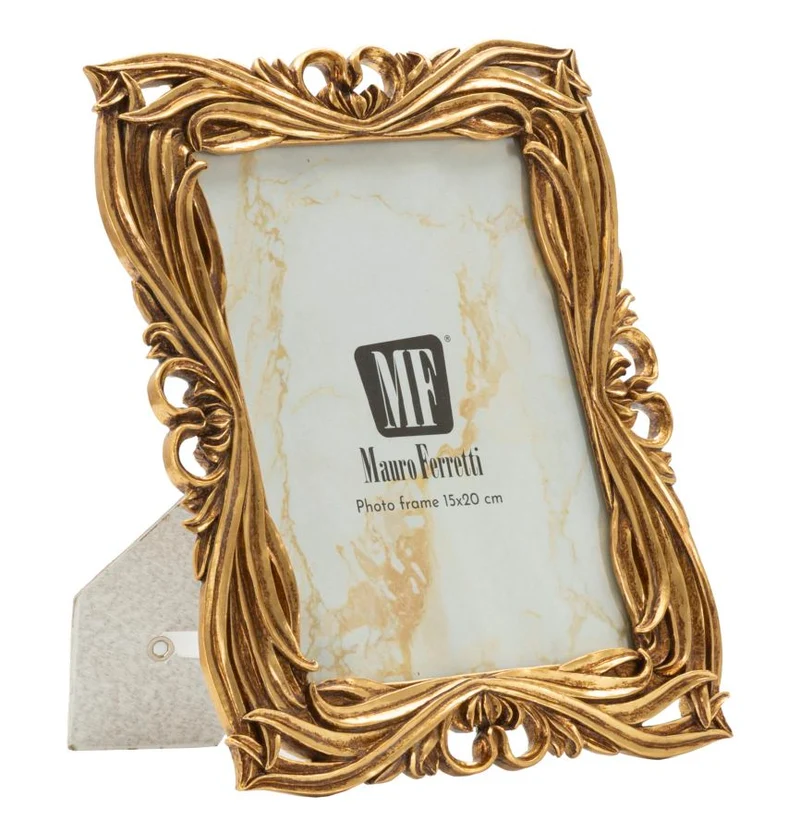 Cornice Baroque 21,8x1,8x26,5 cm in Resina e Vetro Oro