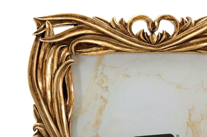 Cornice Baroque 21,8x1,8x26,5 cm in Resina e Vetro Oro