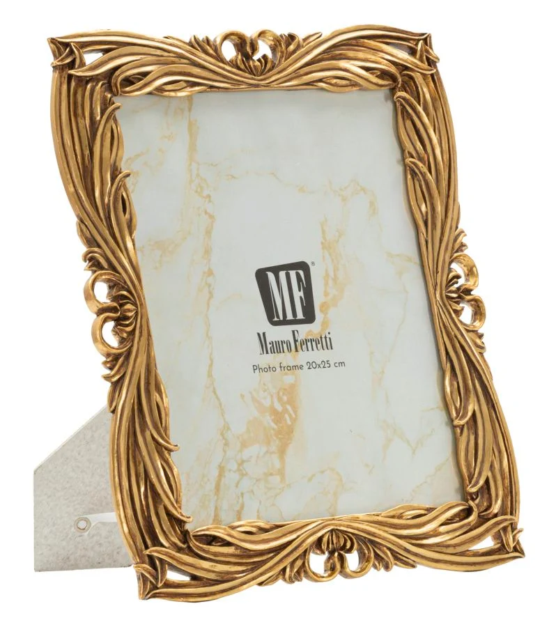 Cornice Baroque 27,5x2x32,5 cm in Resina e Vetro Oro