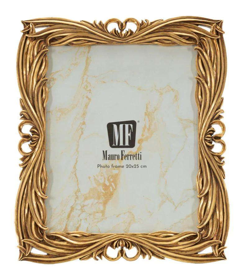 Cornice Baroque 27,5x2x32,5 cm in Resina e Vetro Oro
