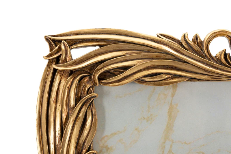 Cornice Baroque 27,5x2x32,5 cm in Resina e Vetro Oro