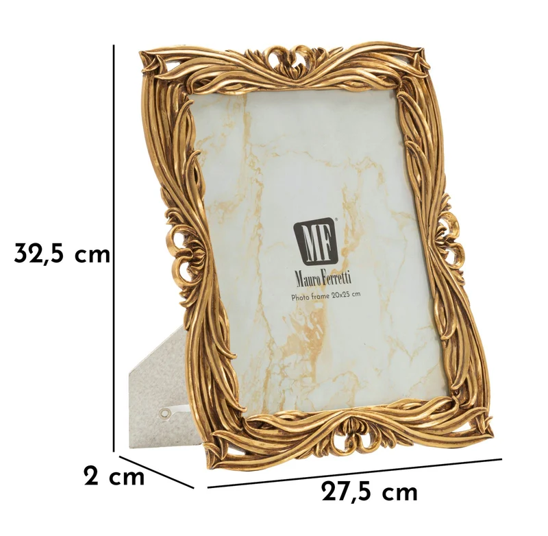 Cornice Baroque 27,5x2x32,5 cm in Resina e Vetro Oro