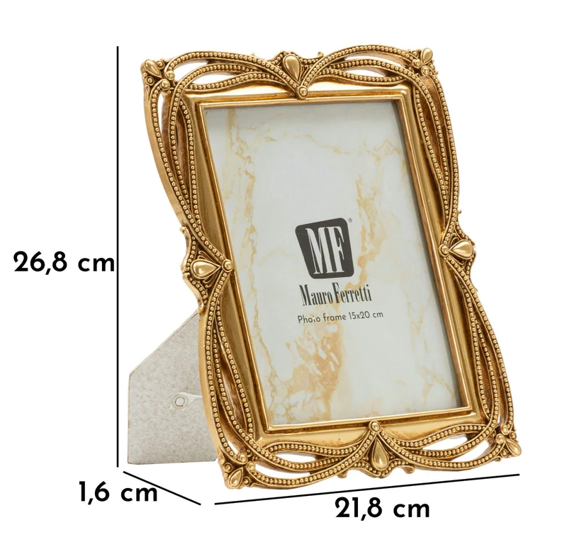 Cornice Line 21,8x1,6x26,8 cm in Resina e Vetro Oro