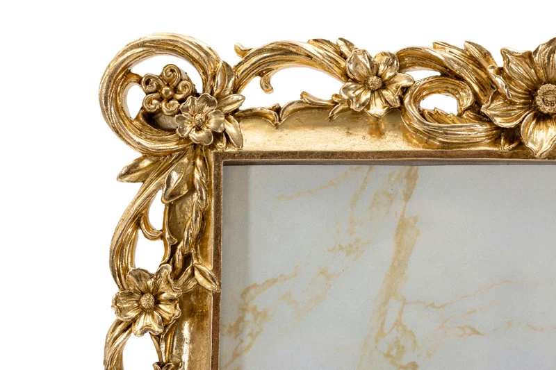 Cornice Classic 26,9x2x32,3 cm in Resina e Vetro Oro