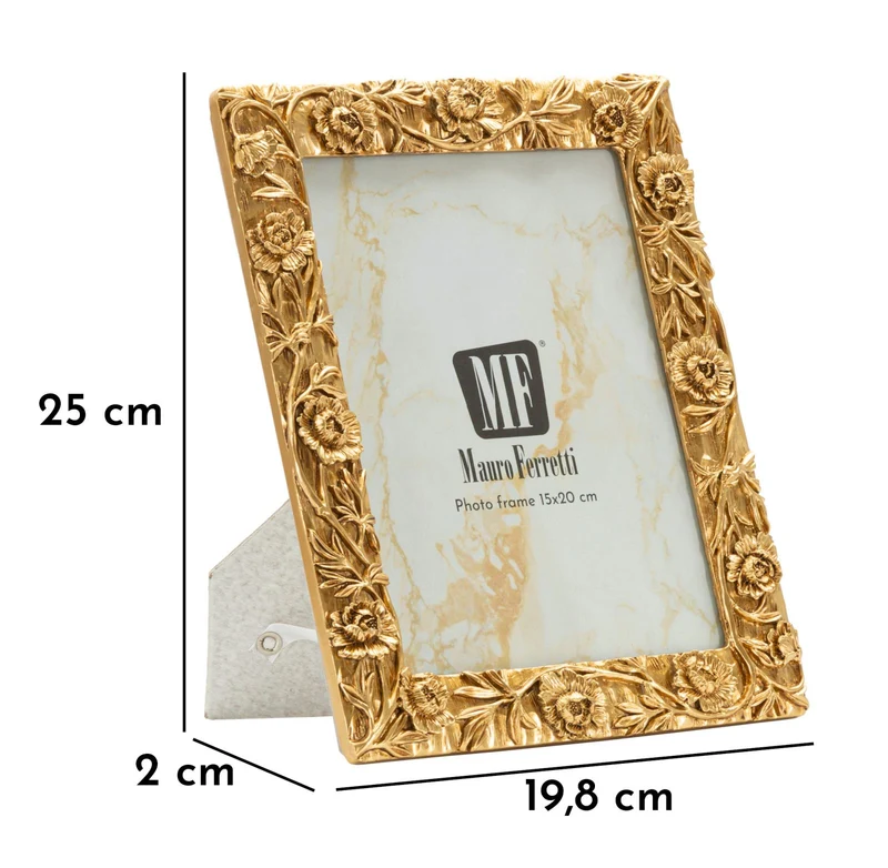 Cornice Poppy 19,8x2x25 cm in Resina e Vetro Oro