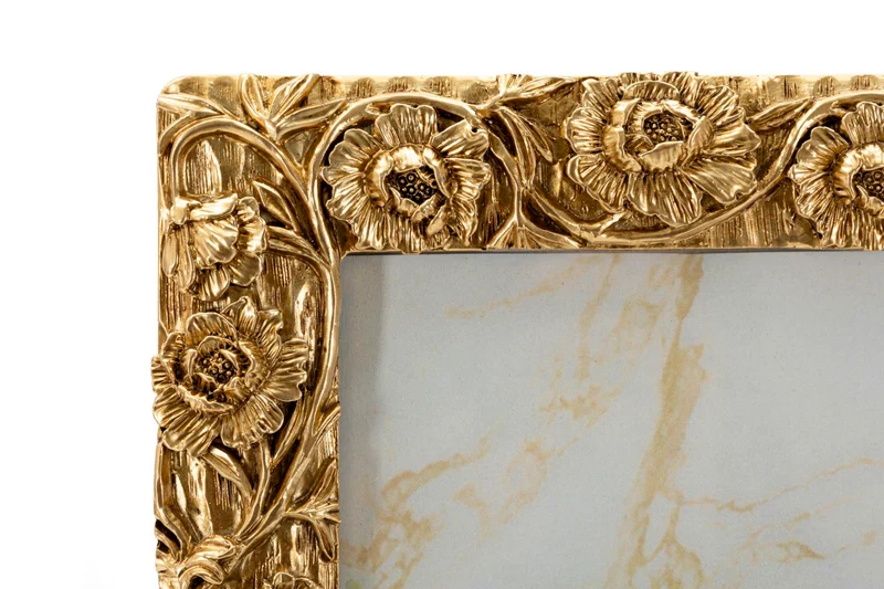Cornice Poppy 25,3x2x30,3 cm in Resina e Vetro Oro