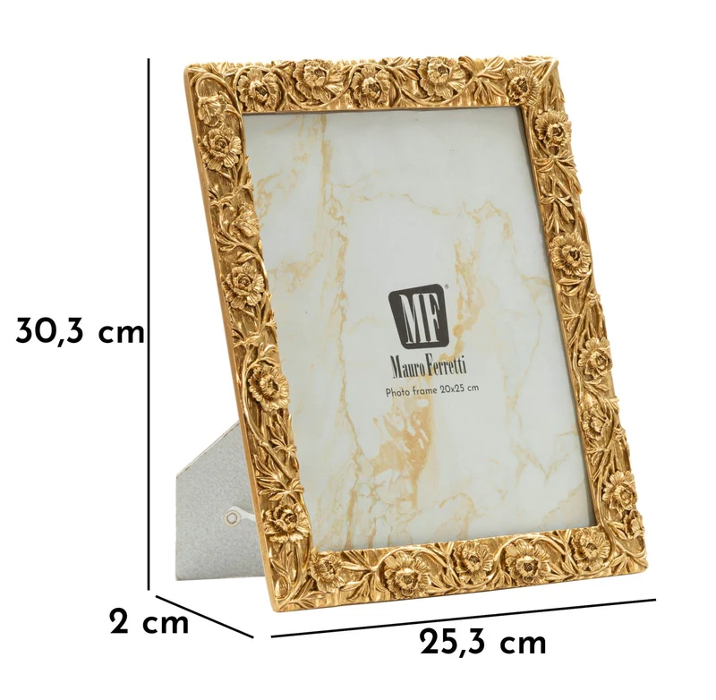 Cornice Poppy 25,3x2x30,3 cm in Resina e Vetro Oro