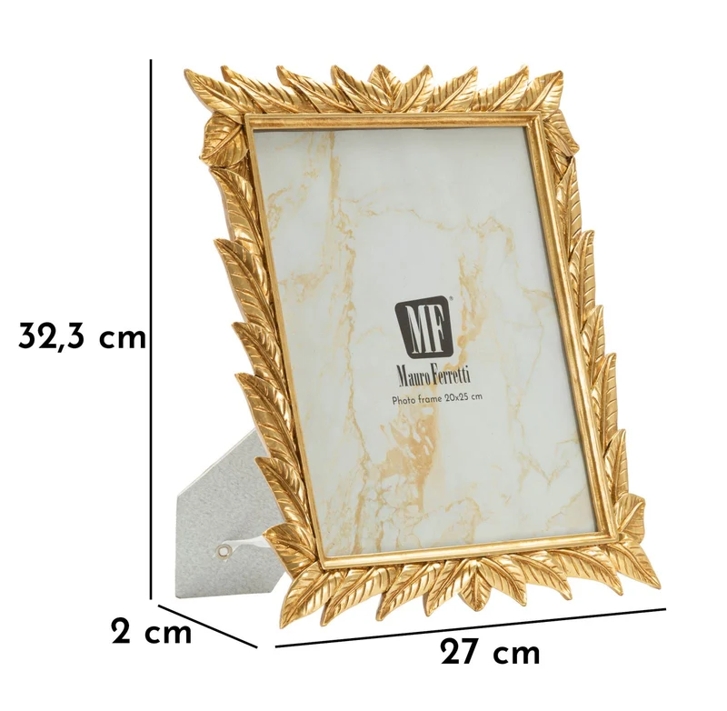 Cornice Laurel 27x2x32,3 cm in Resina e Vetro Oro