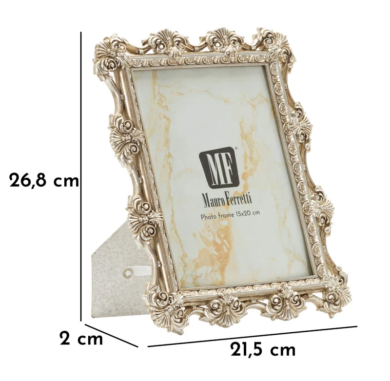 Cornice Florence 21,5x2x26,8 cm in Resina e Vetro Argento