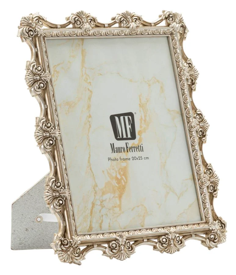 Cornice Florence 27x2,2x32 cm in Resina e Vetro Argento