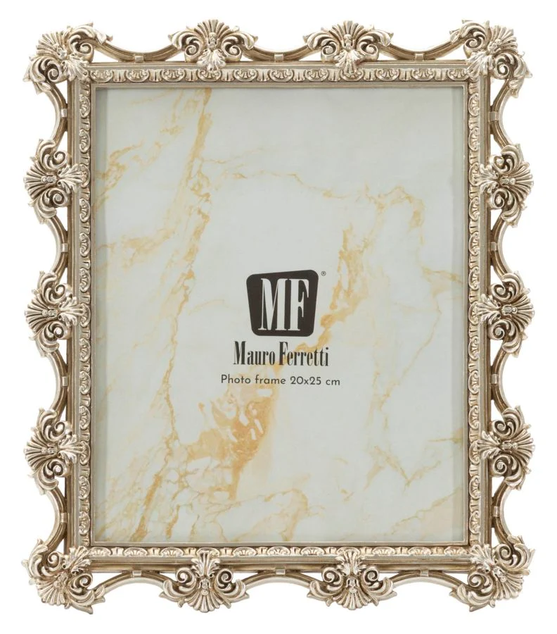 Cornice Florence 27x2,2x32 cm in Resina e Vetro Argento