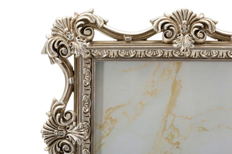 Cornice Florence 27x2,2x32 cm in Resina e Vetro Argento