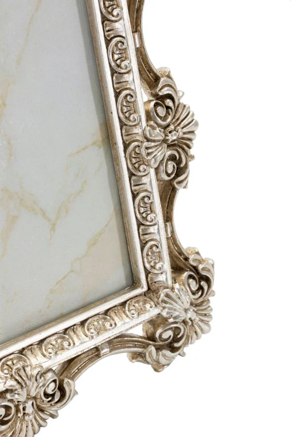 Cornice Florence 27x2,2x32 cm in Resina e Vetro Argento