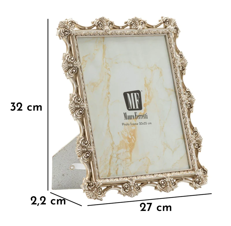 Cornice Florence 27x2,2x32 cm in Resina e Vetro Argento