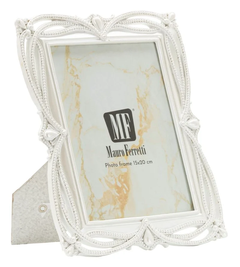 Cornice Ribbon 21,8x1,6x26,8 cm in Resina e Vetro Argento