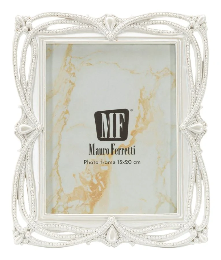Cornice Ribbon 21,8x1,6x26,8 cm in Resina e Vetro Argento