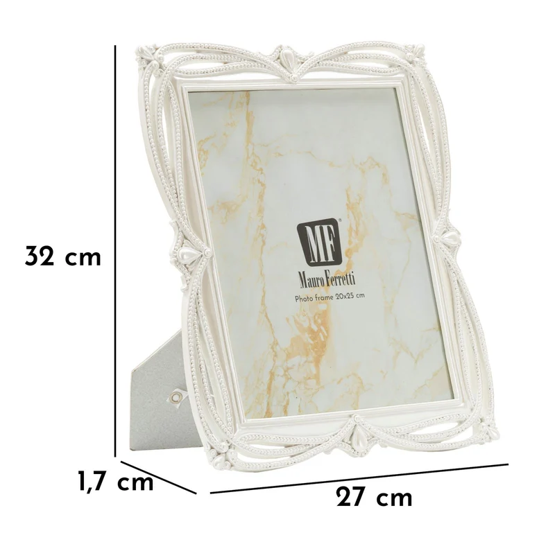 Cornice Ribbon 27x1,7x32 cm in Resina e Vetro Argento