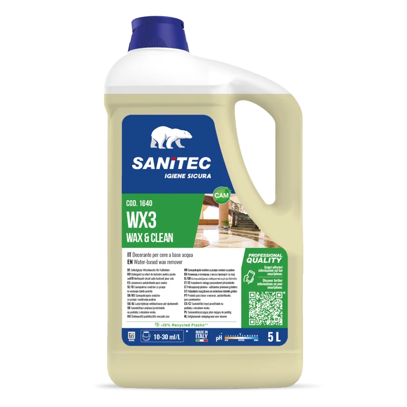 Lavaincera autolucidante per pavimenti Sanitec WX3 Wax&Clean 5 litri DISPONIBILE IN 7 GIORNI LAVORATIVI