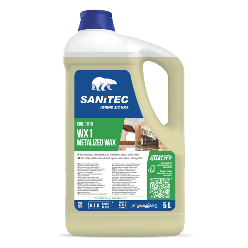 Cera metallizzata per pavimenti Sanitec WX1 Metalized Wax 2x5 litri DISPONIBILE IN 7 GIORNI LAVORATIVI