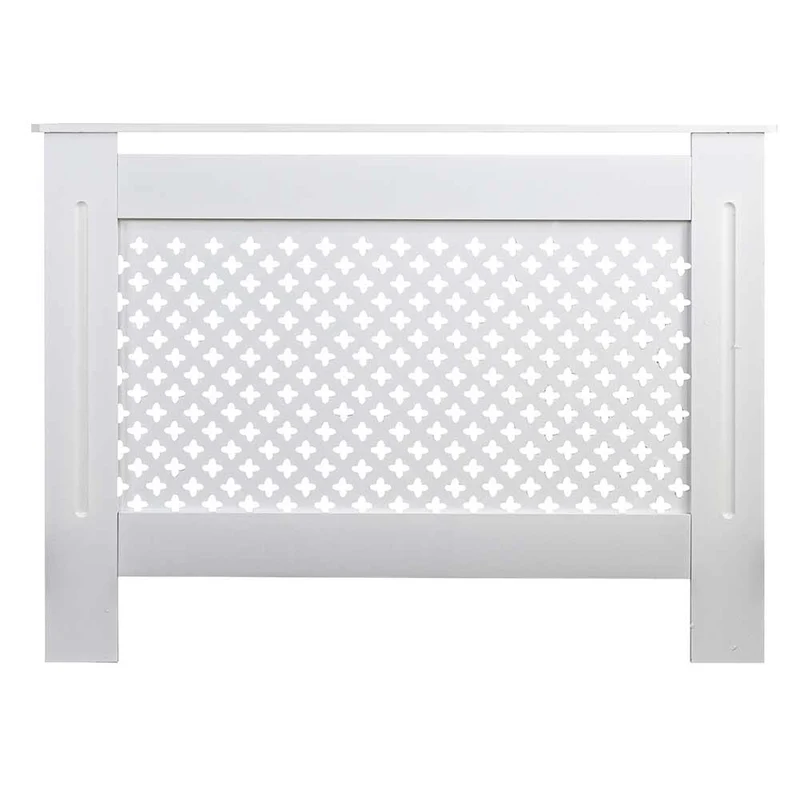 Copritermosifone in Legno MDF 112x19x82cm Copertura Radiatore Calorifero Bianco