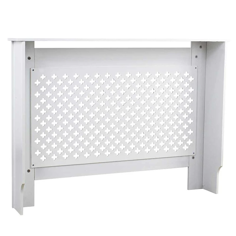 Copritermosifone in Legno MDF 112x19x82cm Copertura Radiatore Calorifero Bianco