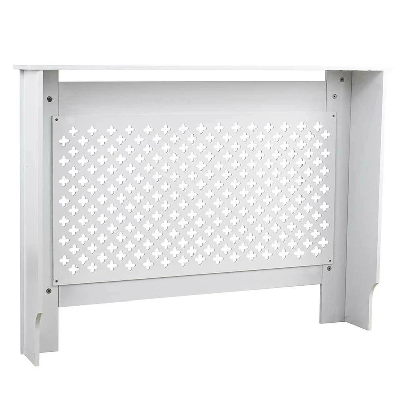 Copritermosifone in Legno MDF 112x19x82cm Copertura Radiatore Calorifero Bianco