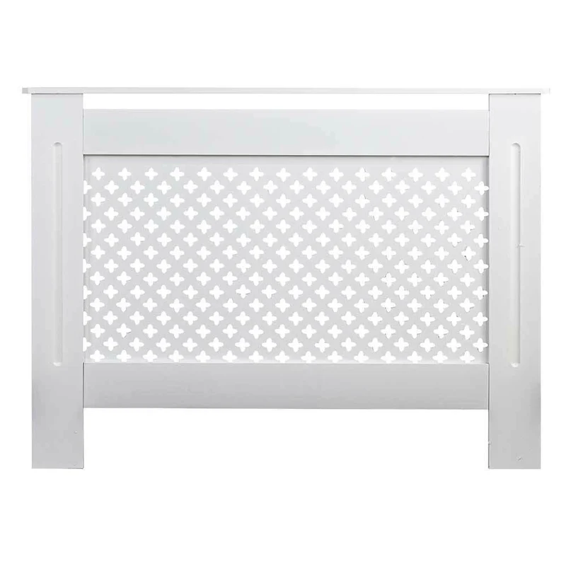 Copritermosifone in Legno MDF 112x19x82cm Copertura Radiatore Calorifero Bianco