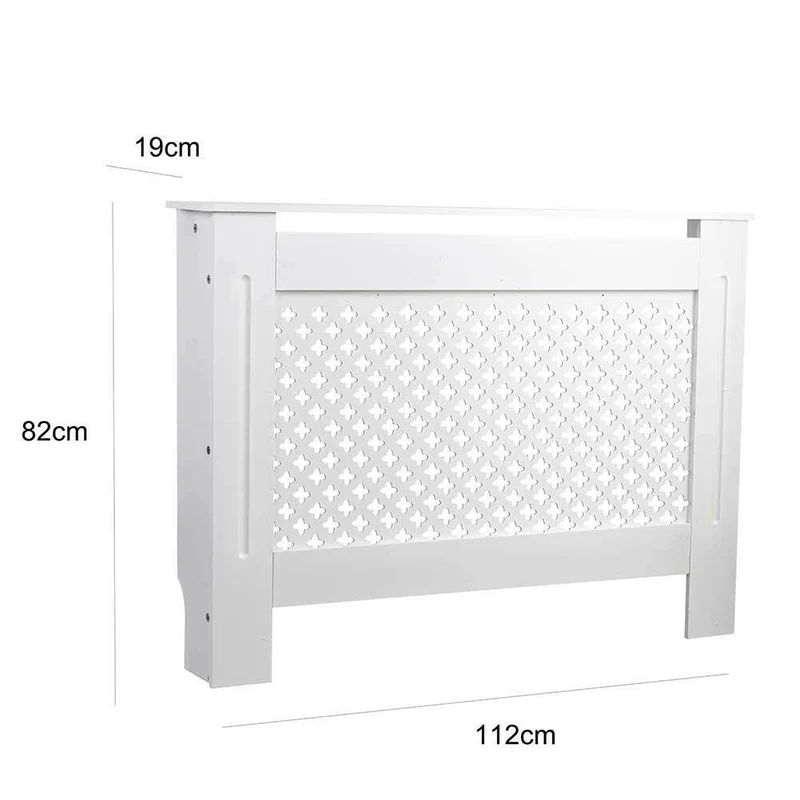 Copritermosifone in Legno MDF 112x19x82cm Copertura Radiatore Calorifero Bianco