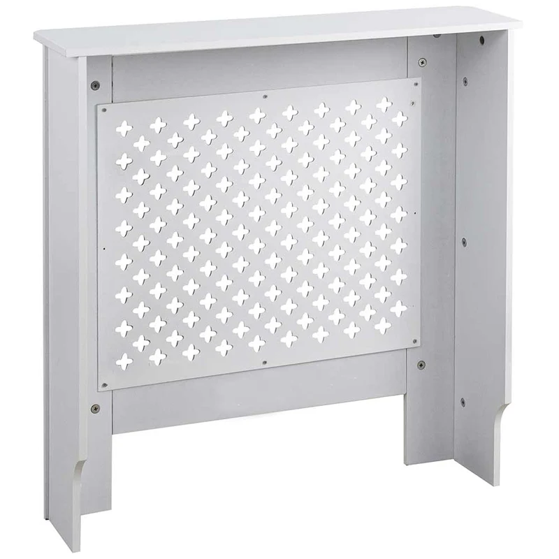 Copritermosifone in Legno MDF 78x19x82cm Copertura Radiatore Calorifero Bianco