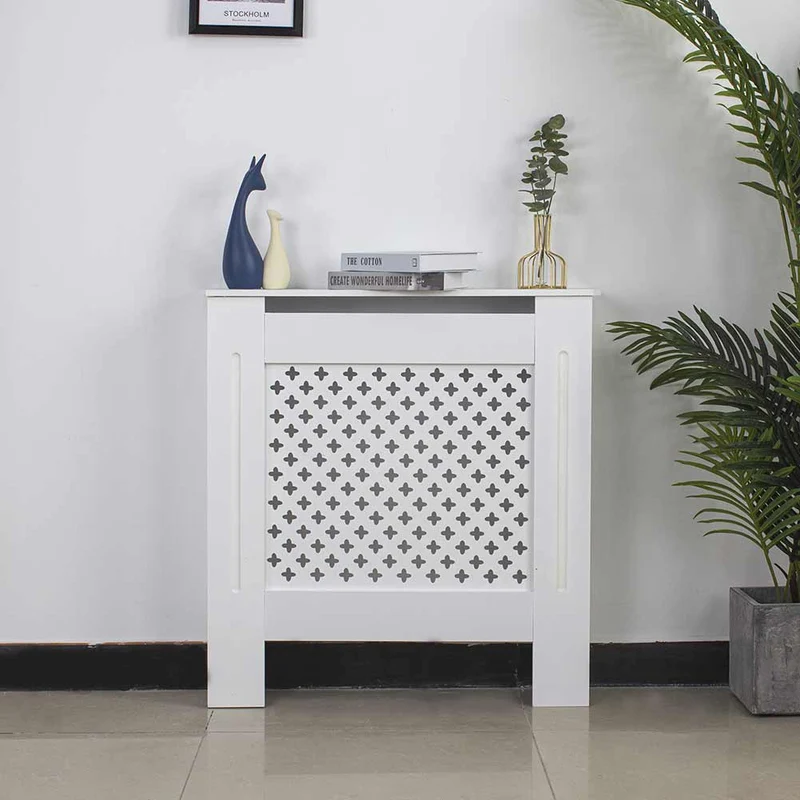 Copritermosifone in Legno MDF 78x19x82cm Copertura Radiatore Calorifero Bianco