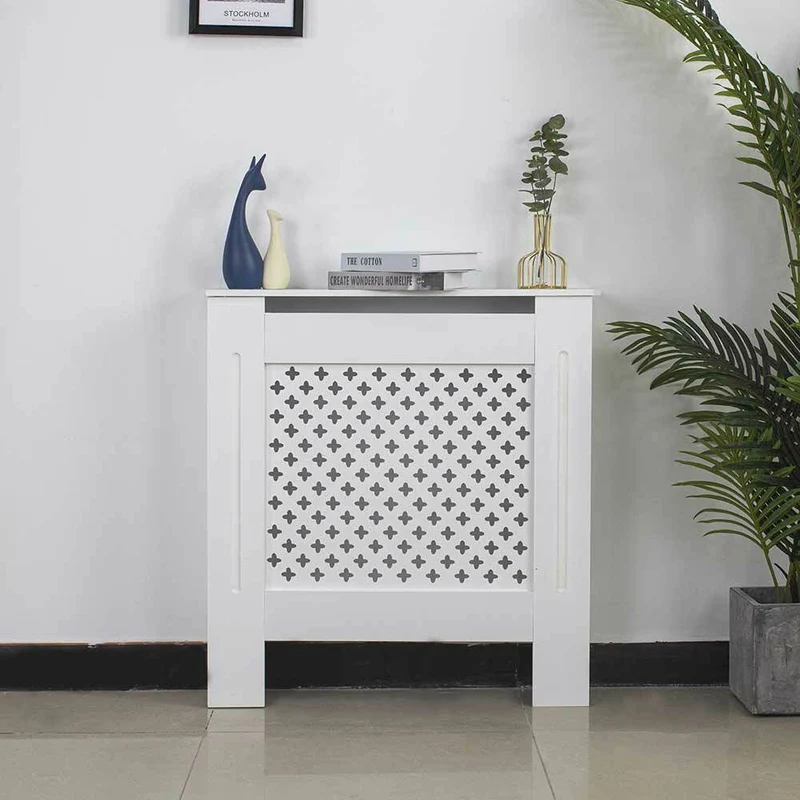 Copritermosifone in Legno MDF 78x19x82cm Copertura Radiatore Calorifero Bianco