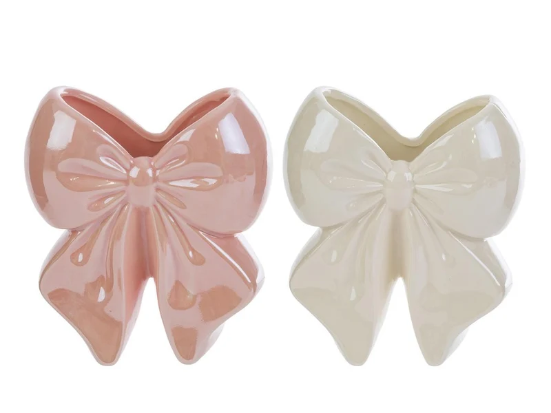 Vaso fiocco 12x6xh.14cm con shopper in 2 assortimenti 58152