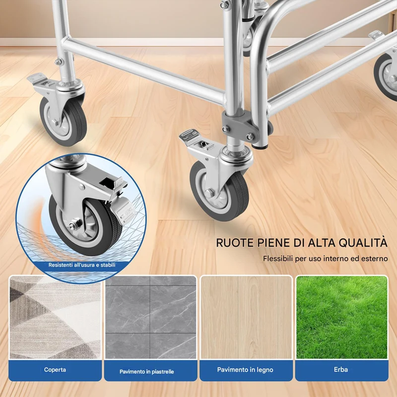 Sedia a Rotelle Impermeabile per Anziani Disabili con WC Coperchio Seduta Comoda