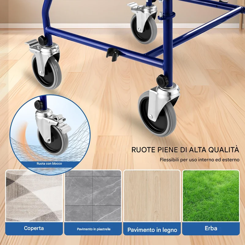 Sedia a Rotelle con Poggiapiedi e Wc Estraibile con Coperchio Anziani e Disabili