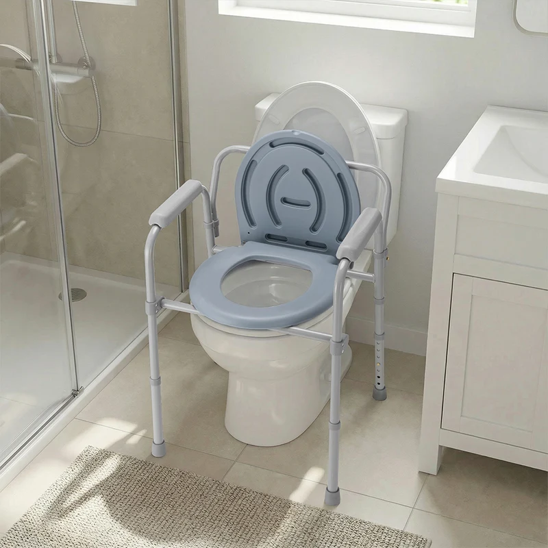 Sedia Toilette Wc Metallo Leggero Vaso Removibile per Anziani Mobilità Ridotta
