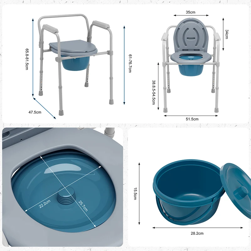 Sedia Toilette Wc Metallo Leggero Vaso Removibile per Anziani Mobilità Ridotta