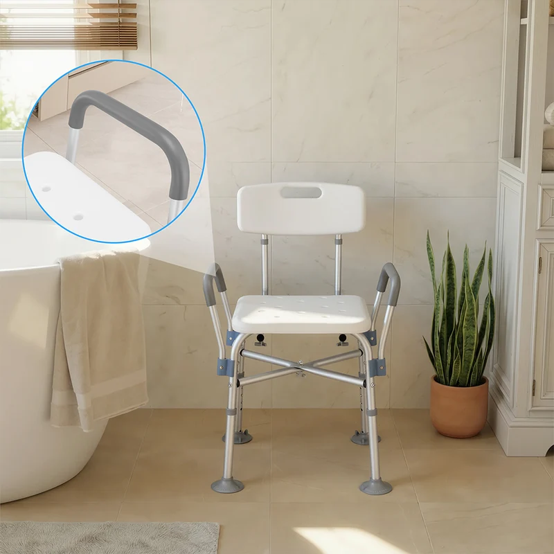 Sedia Sgabello da Bagno per Anziani Mobilità Ridotta Disabili Altezza Regolabile