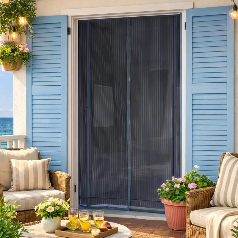 Zanzariera Magnetica 120x210cm Nero Rigata per Porta Tenda Anti Zanzare Insetti