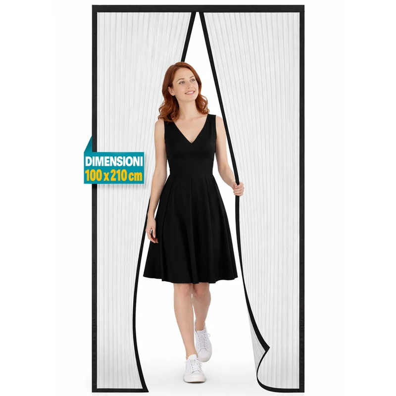 Zanzariera Magnetica 100x210cm Nero Rigata per Porta Tenda Anti Zanzare Insetti