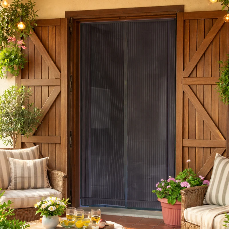 Zanzariera Magnetica 100x210cm Nero Rigata per Porta Tenda Anti Zanzare Insetti