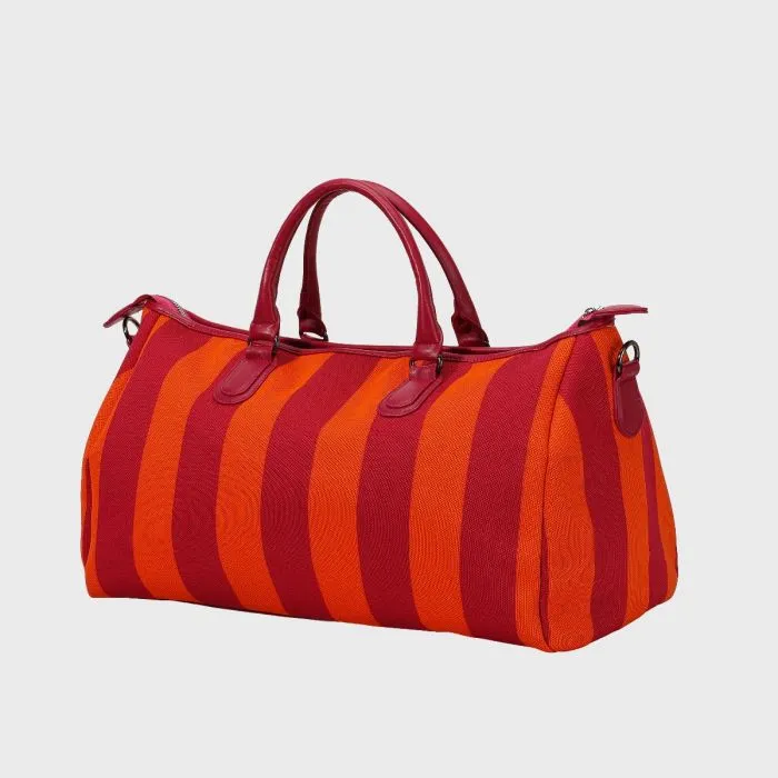 Borsa da Viaggio City Girl Travel Bag a Righe Rosso Arancione