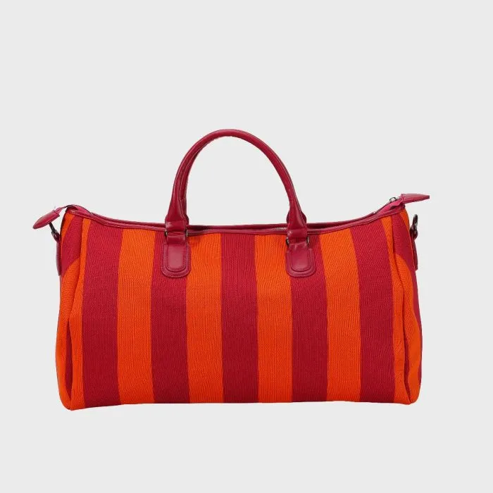 Borsa da Viaggio City Girl Travel Bag a Righe Rosso Arancione