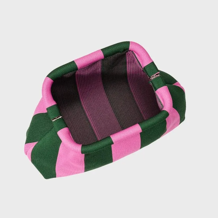 Borsa Pouch a Righe Rosa e Verde 17x32x17,3 cm
