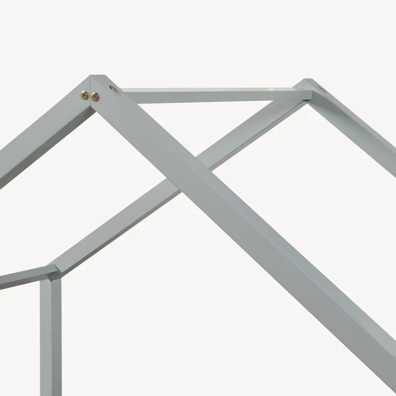 Letto per Cameretta Treviolo a Forma di Casetta in Stile Montessori con Materasso 120x200 cm - Grigio Chiaro/Bianco [en.casa]