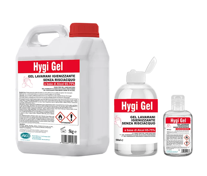 Gel lavamani igienizzante alcolico profumato Arco Chimica Hygi Gel 4x5 litri DISPONIBILE IN 10 GIORNI LAVORATIVI