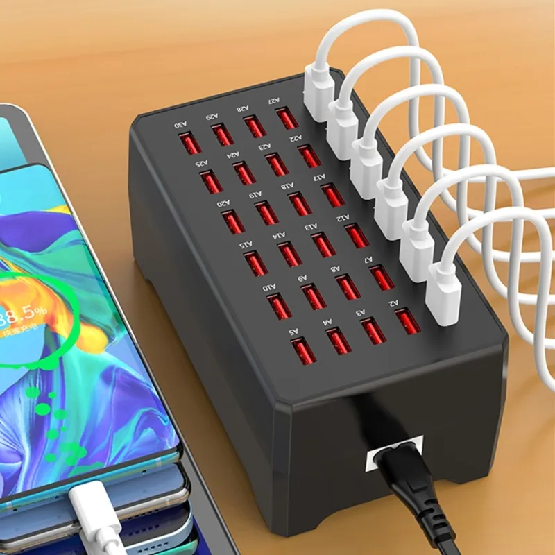 Laadhub met dertig usb-poorten – 150 W, gekoeld en slagvast