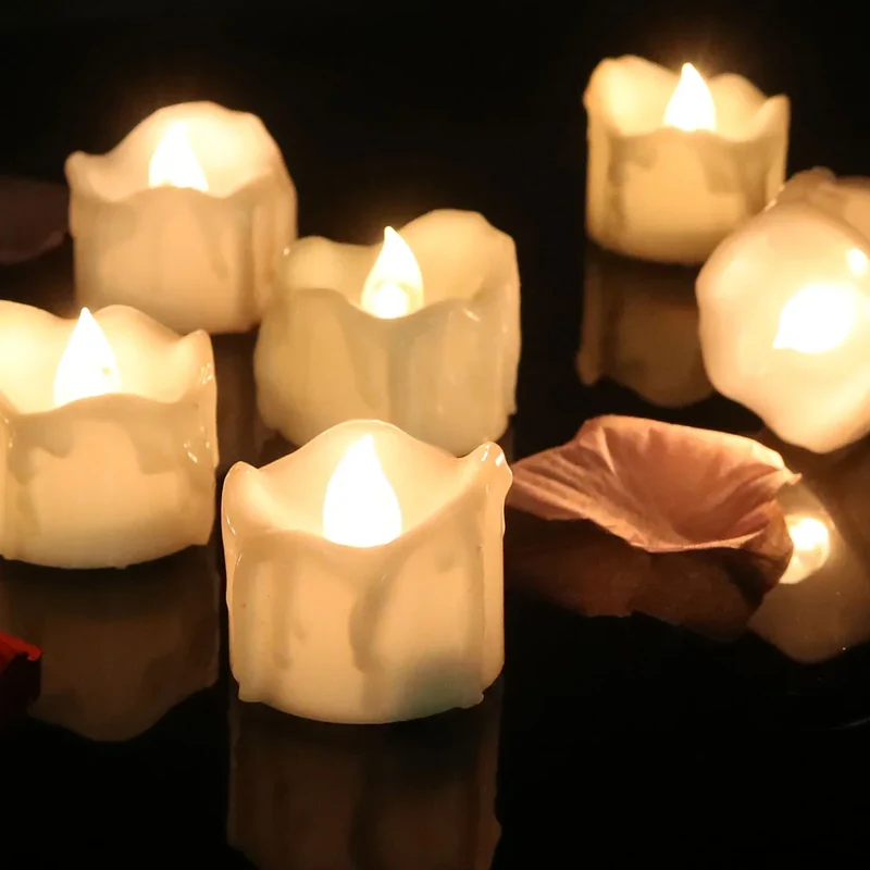 Sfeerlichtjes op led – twaalf stuks, bewegend licht, zestig uur brandduur