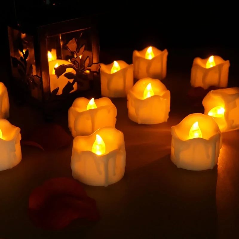 Sfeerlichtjes op led – twaalf stuks, bewegend licht, zestig uur brandduur